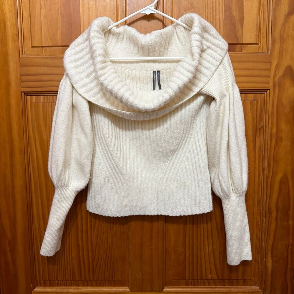 Anthropology off the shoulder cream sweater Size small